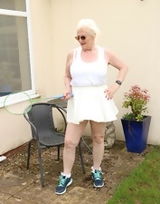 Tennis-playing granny is eager to finger herself as well