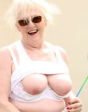 Tennis-playing granny is eager to finger herself as well