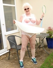 Tennis-playing granny is eager to finger herself as well