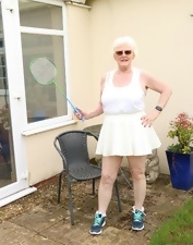 Tennis-playing granny is eager to finger herself as well