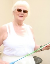 Tennis-playing granny is eager to finger herself as well